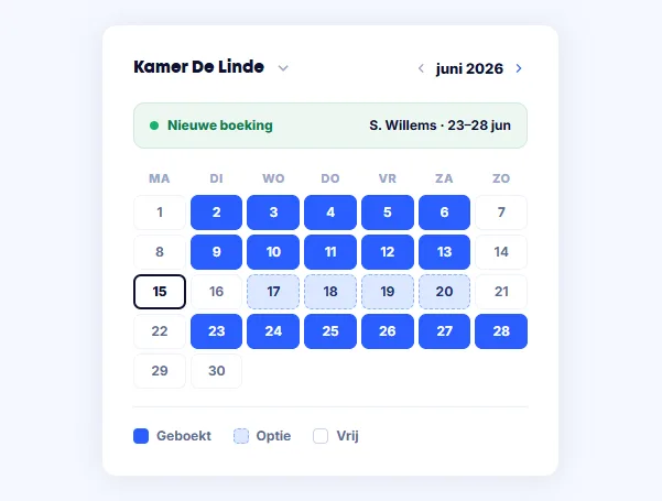 Kalender met kamers