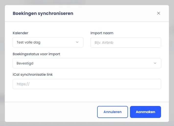 De pop-up Boekingen synchroniseren