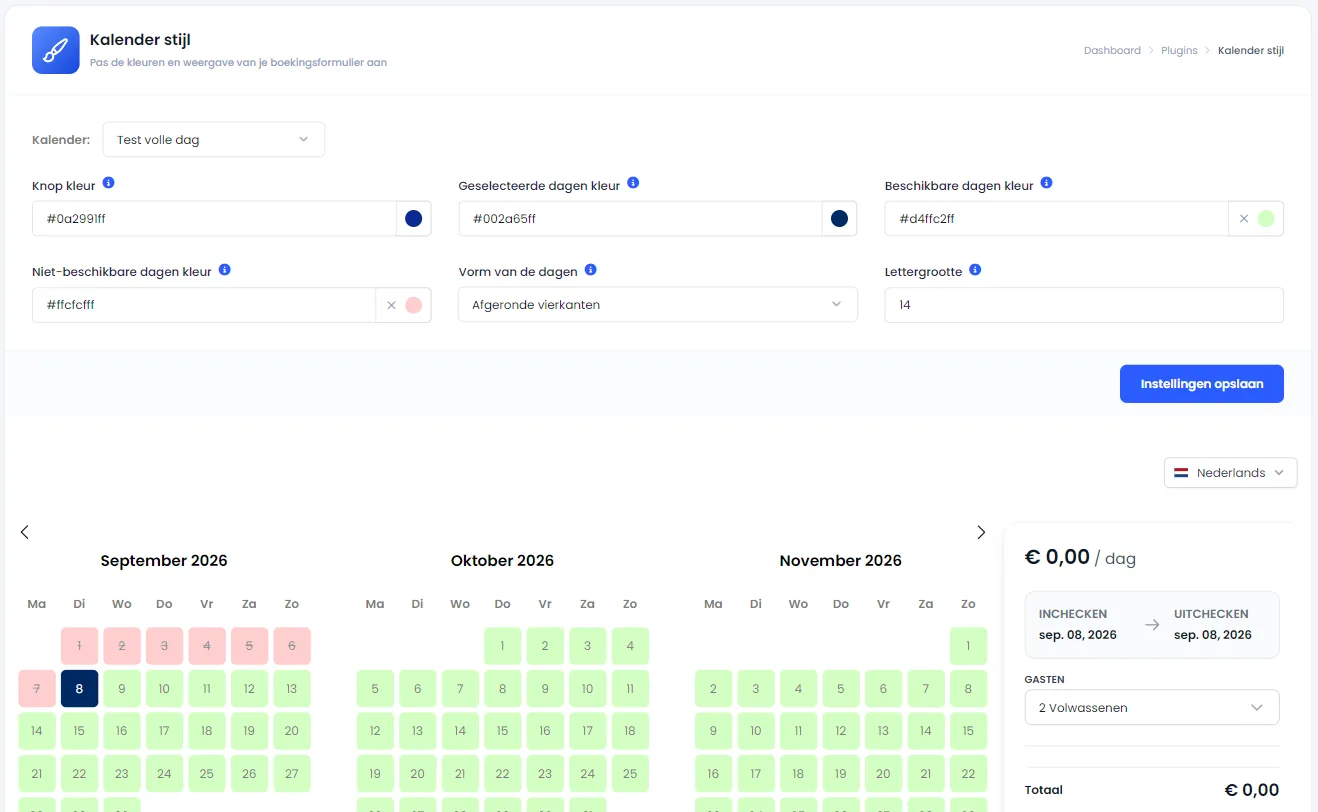 Calendar styles