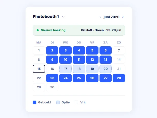 Kalender met photobooths