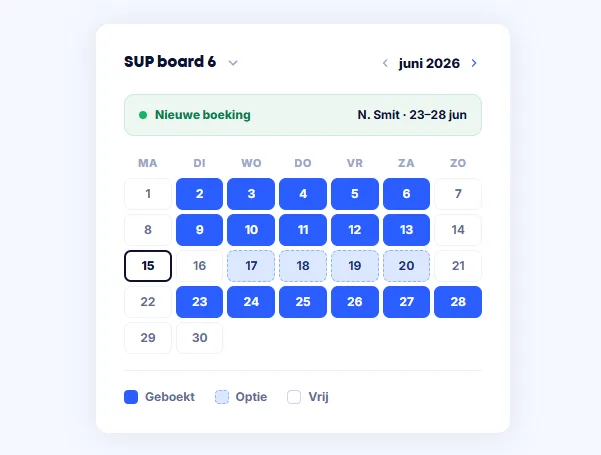 Kalender met SUP boards